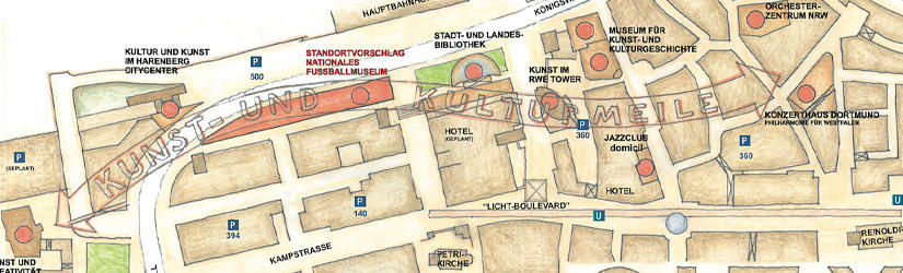 Cityplan der Kunst- und Kulturmeile in Dortmund