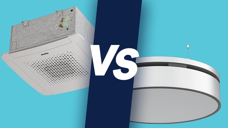 Deckenkassette und Deckengerät im Vergleich